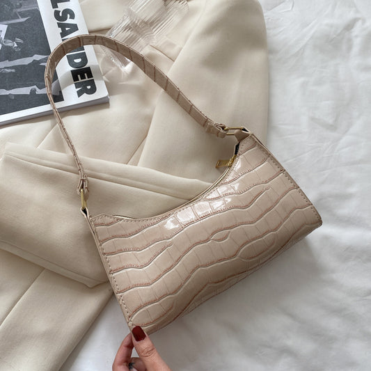 Korean Croc Baguette Shoulder Bag