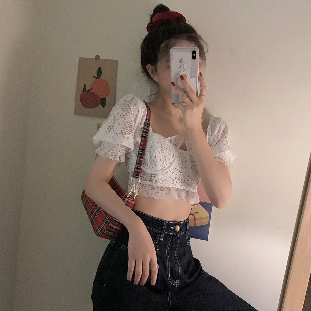 Soft Lace Coquette Puff Top